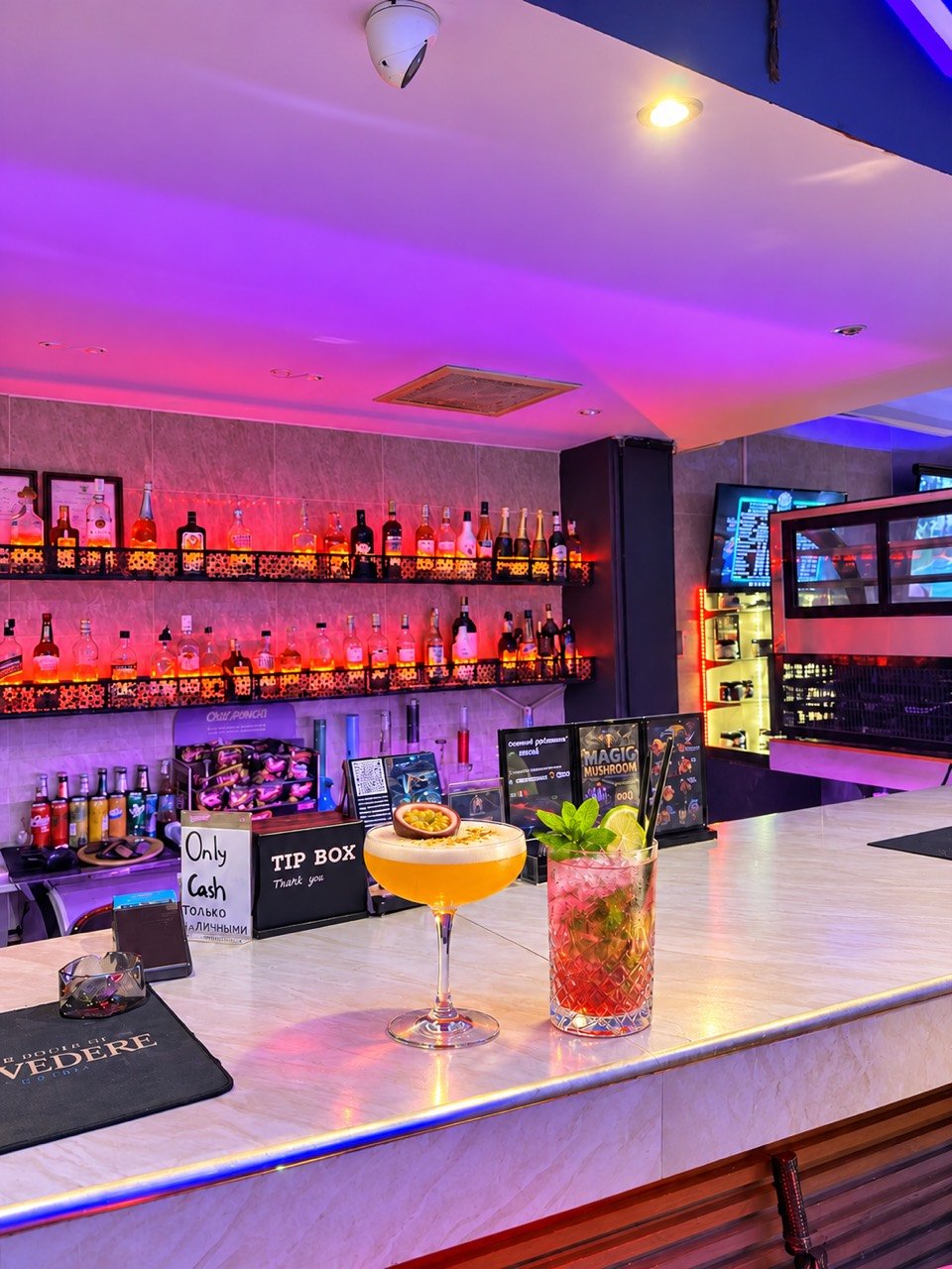 Two signature cocktails at the House of Belvedere bar